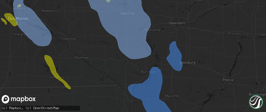 Hail map in Mount Union, IA on July 20, 2026