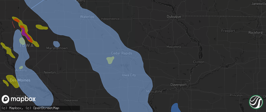 Hail map in Mount Vernon, IA on July 20, 2026