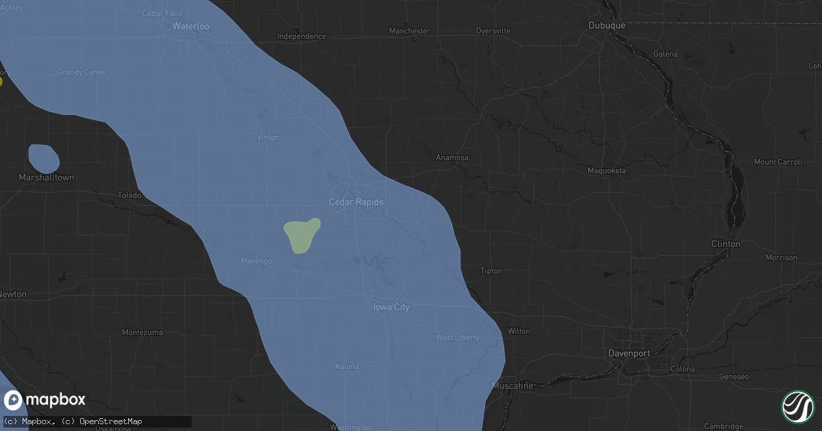 Hail map in Mount Vernon, IA on July 20, 2026
