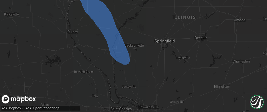 Hail map in Murrayville, IL on July 20, 2026