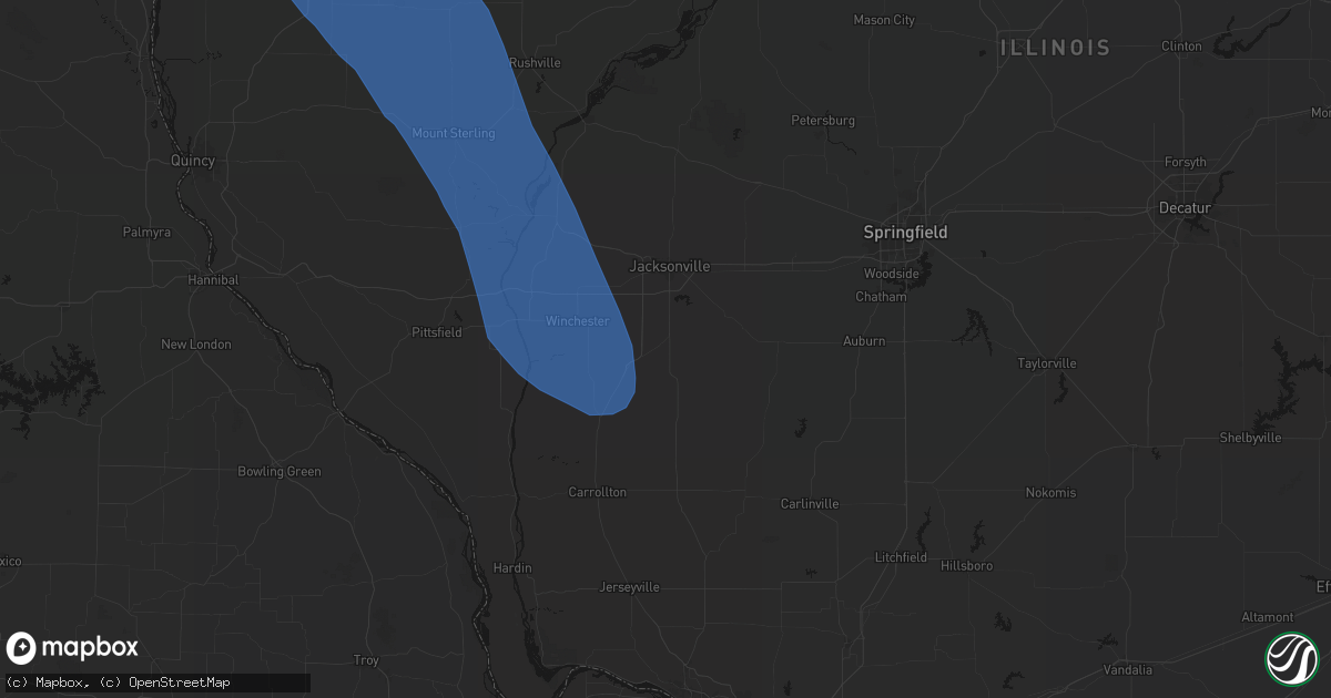 Hail map in Murrayville, IL on July 20, 2026