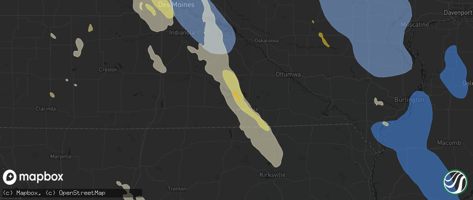 Hail map in Mystic, IA on July 20, 2026