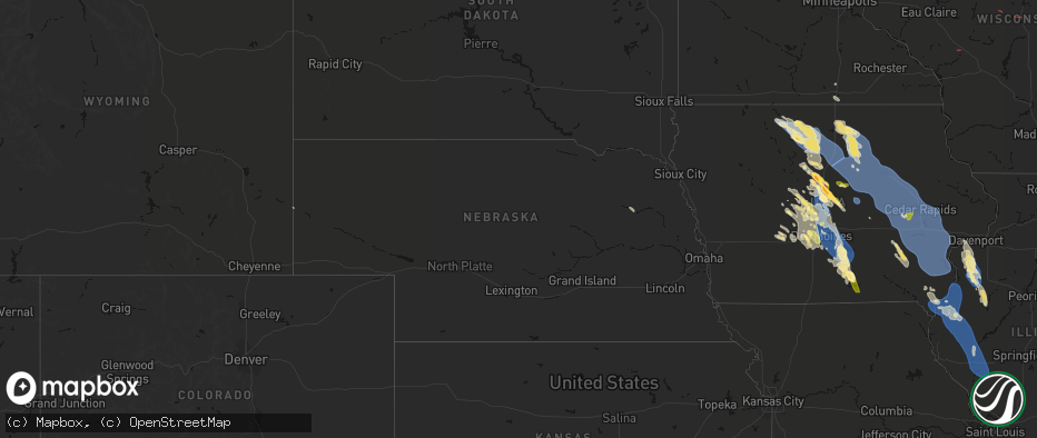 Hail map in Nebraska on July 20, 2026