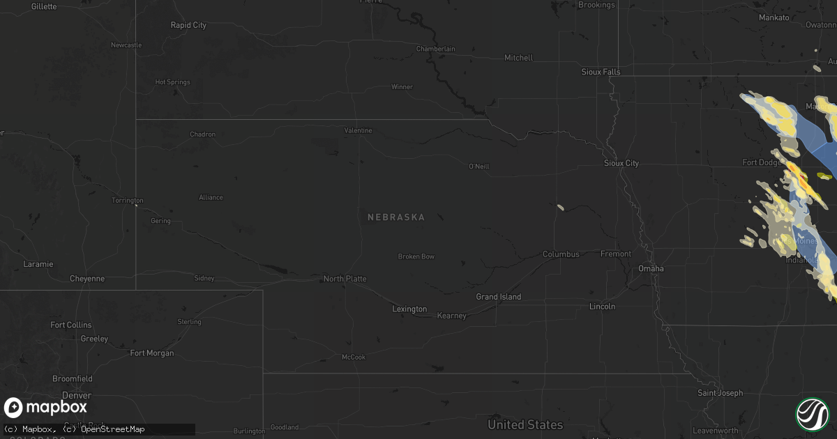 Hail map in Nebraska on July 20, 2026