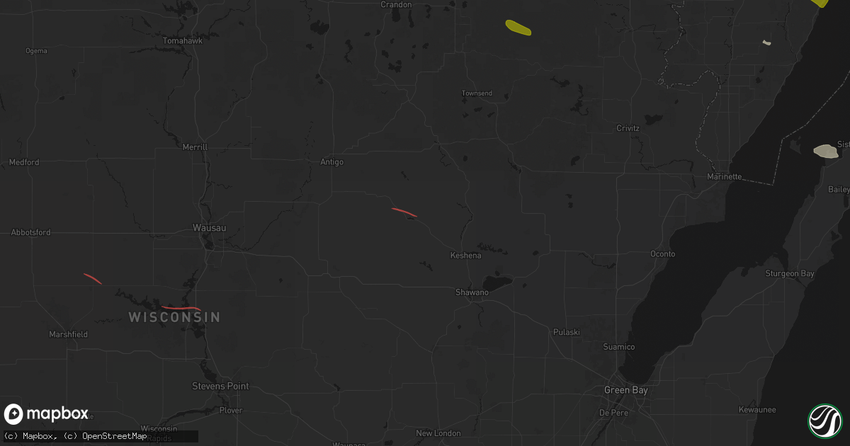 Hail map in Neopit, WI on July 20, 2026