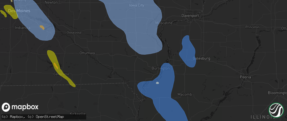 Hail map in New London, IA on July 20, 2026