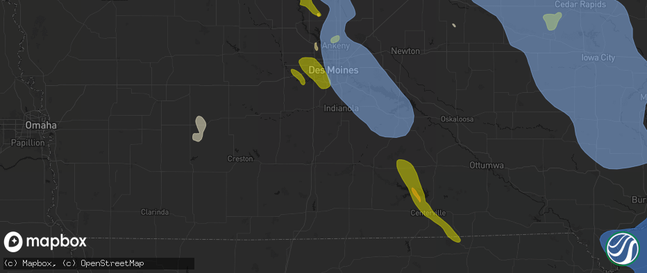 Hail map in New Virginia, IA on July 20, 2026
