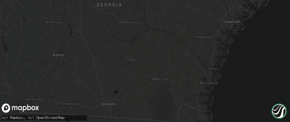 Hail map in Nicholls, GA on July 20, 2026