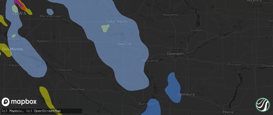 Hail map in Nichols, IA on July 20, 2026