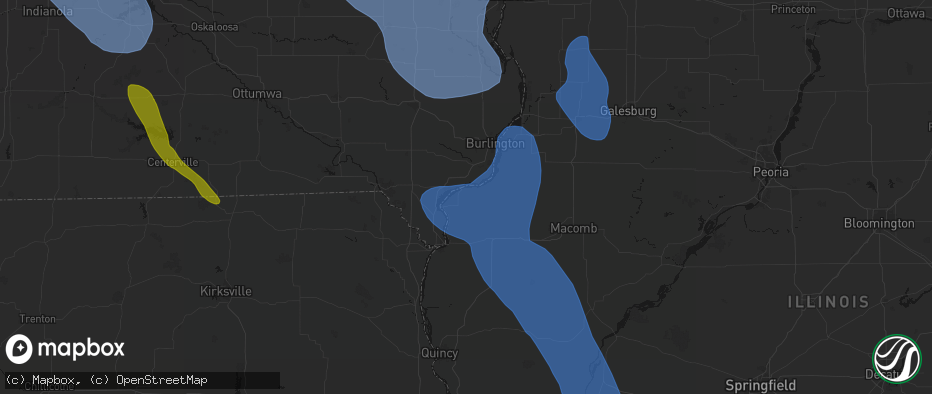 Hail map in Niota, IL on July 20, 2026