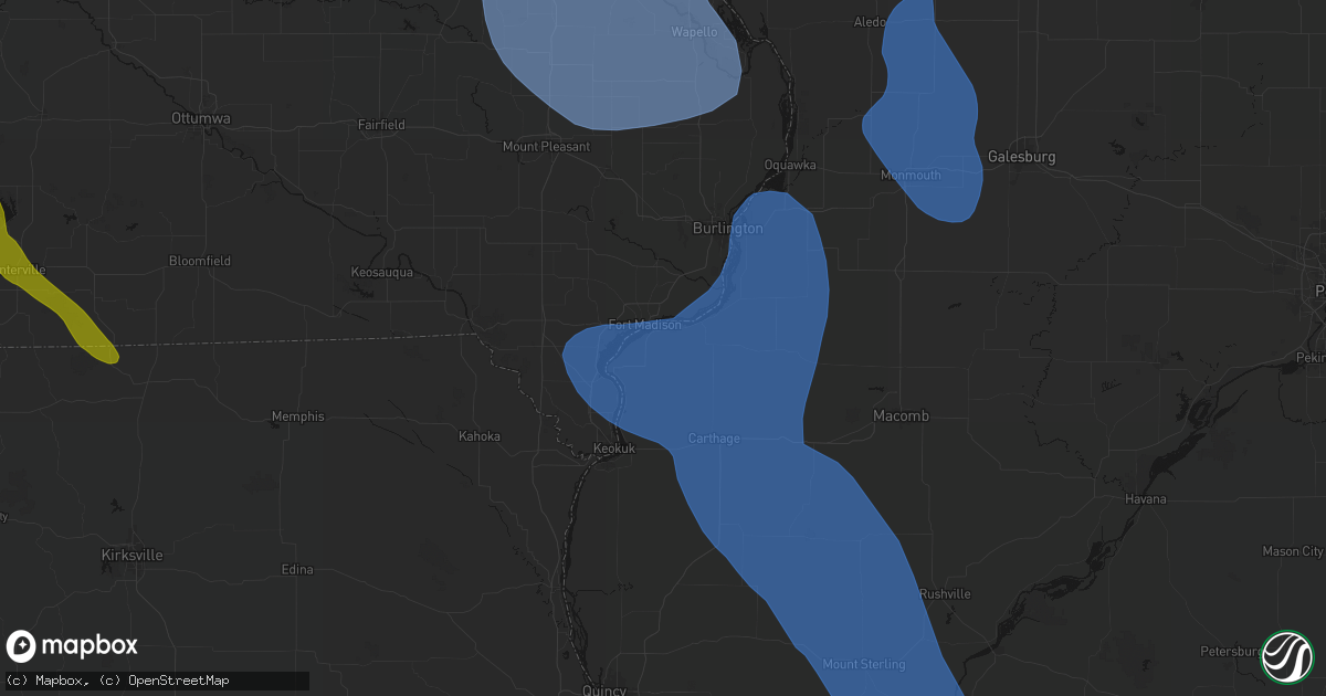 Hail map in Niota, IL on July 20, 2026