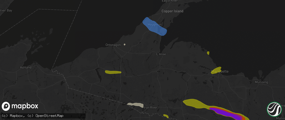 Hail map in Nisula, MI on July 20, 2026