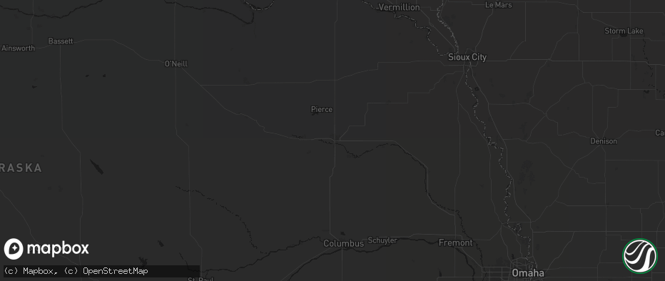 Hail map in Norfolk, NE on July 20, 2026