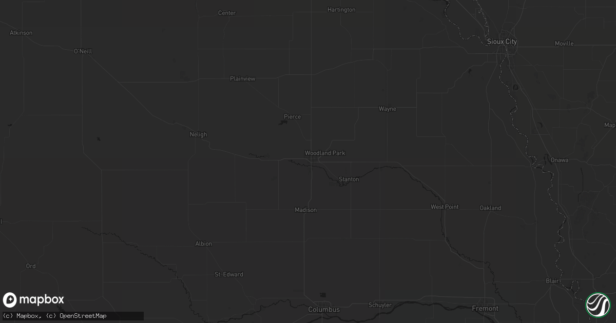 Hail map in Norfolk, NE on July 20, 2026
