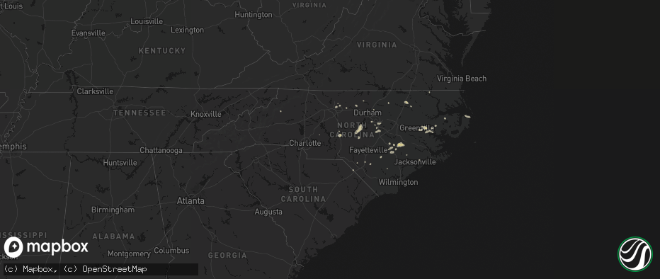 Hail map in North Carolina on July 20, 2026