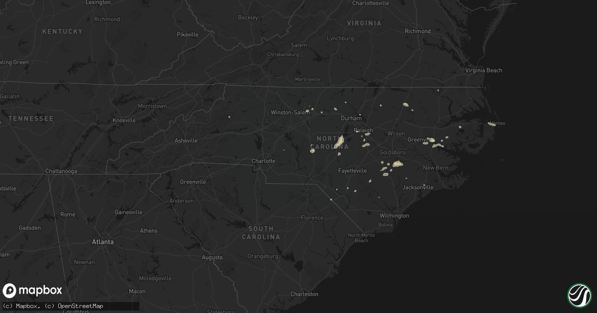 Hail map in North Carolina on July 20, 2026