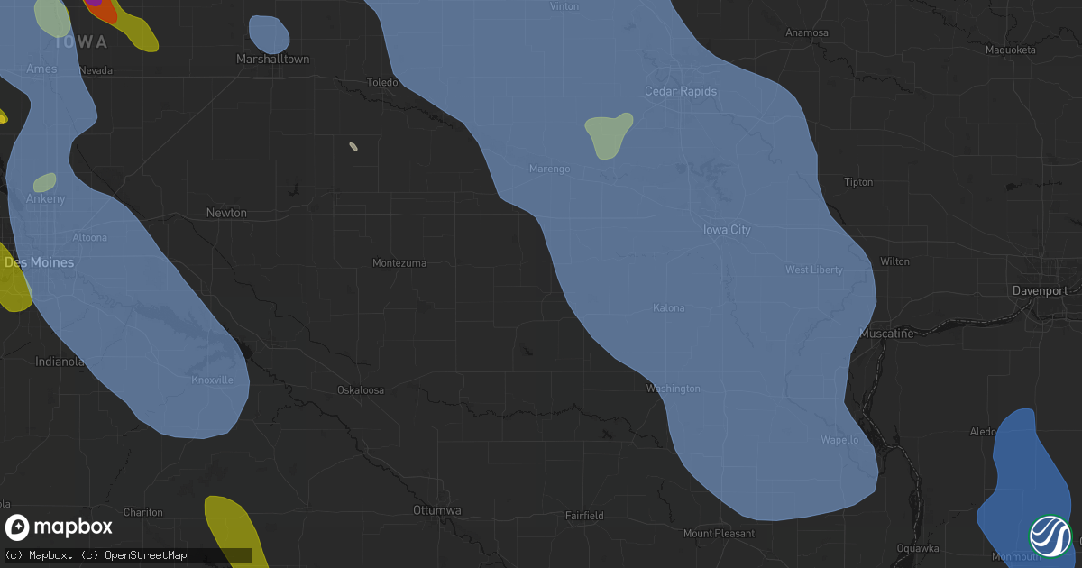 Hail map in North English, IA on July 20, 2026