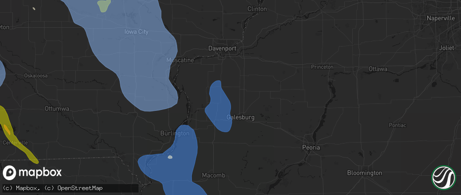 Hail map in North Henderson, IL on July 20, 2026