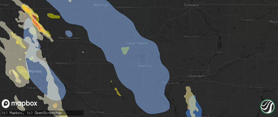 Hail map in North Liberty, IA on July 20, 2026