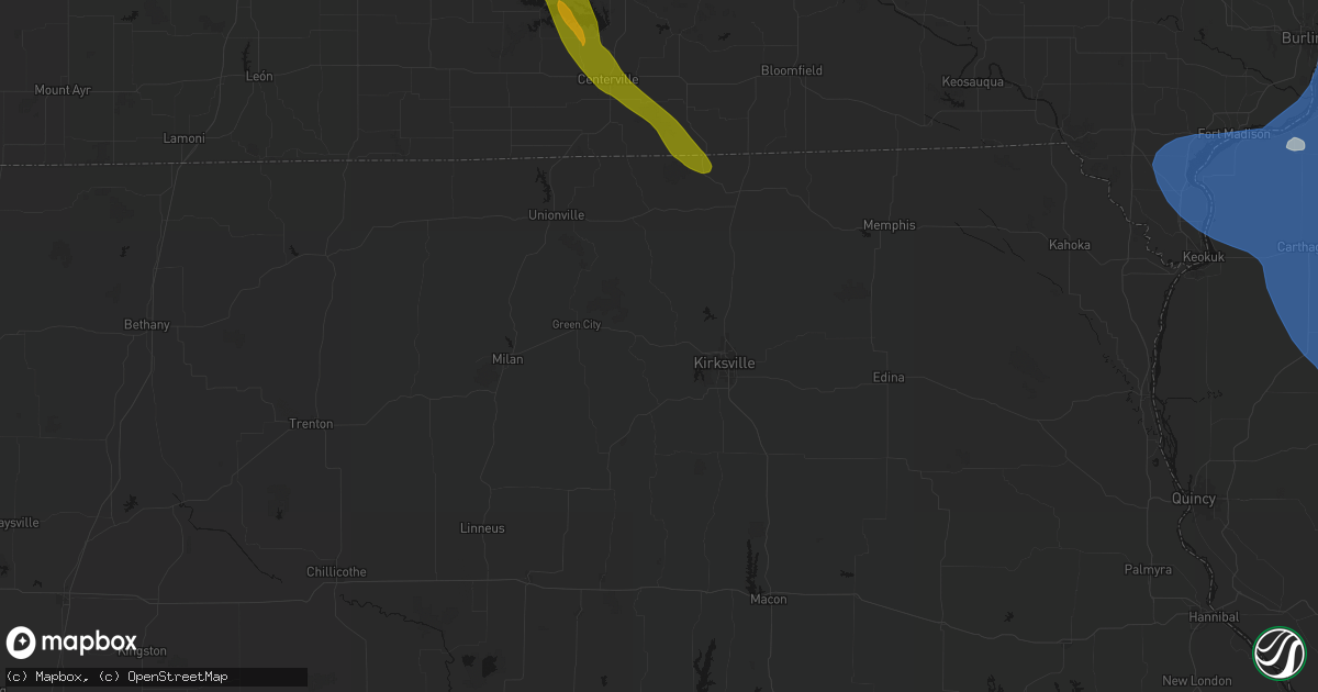 Hail map in Novinger, MO on July 20, 2026