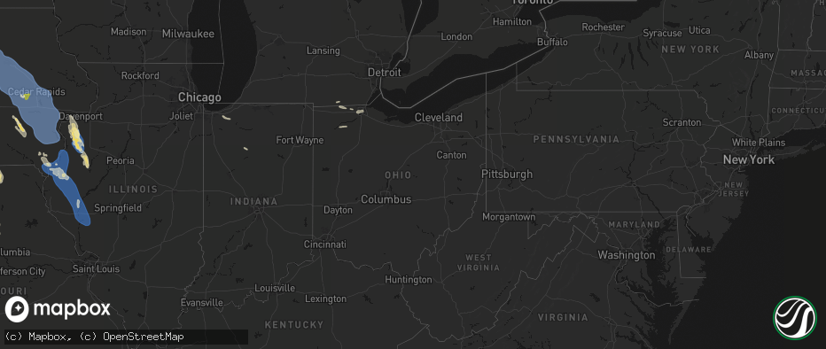 Hail map in Ohio on July 20, 2026