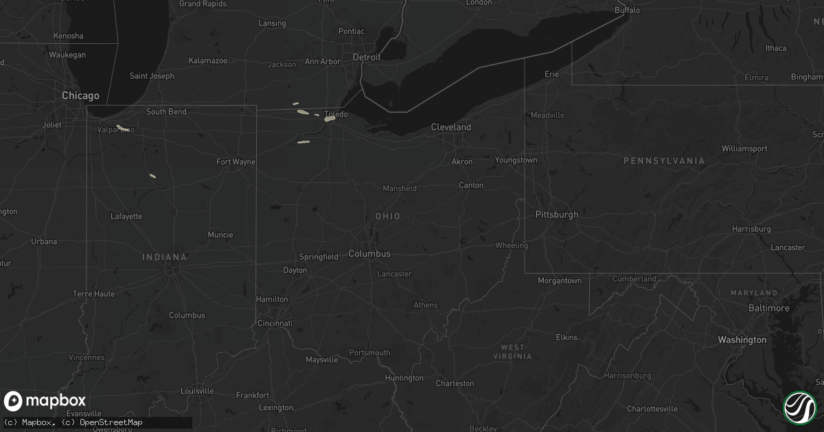 Hail map in Ohio on July 20, 2026