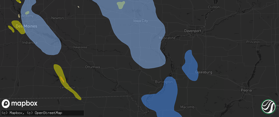 Hail map in Olds, IA on July 20, 2026