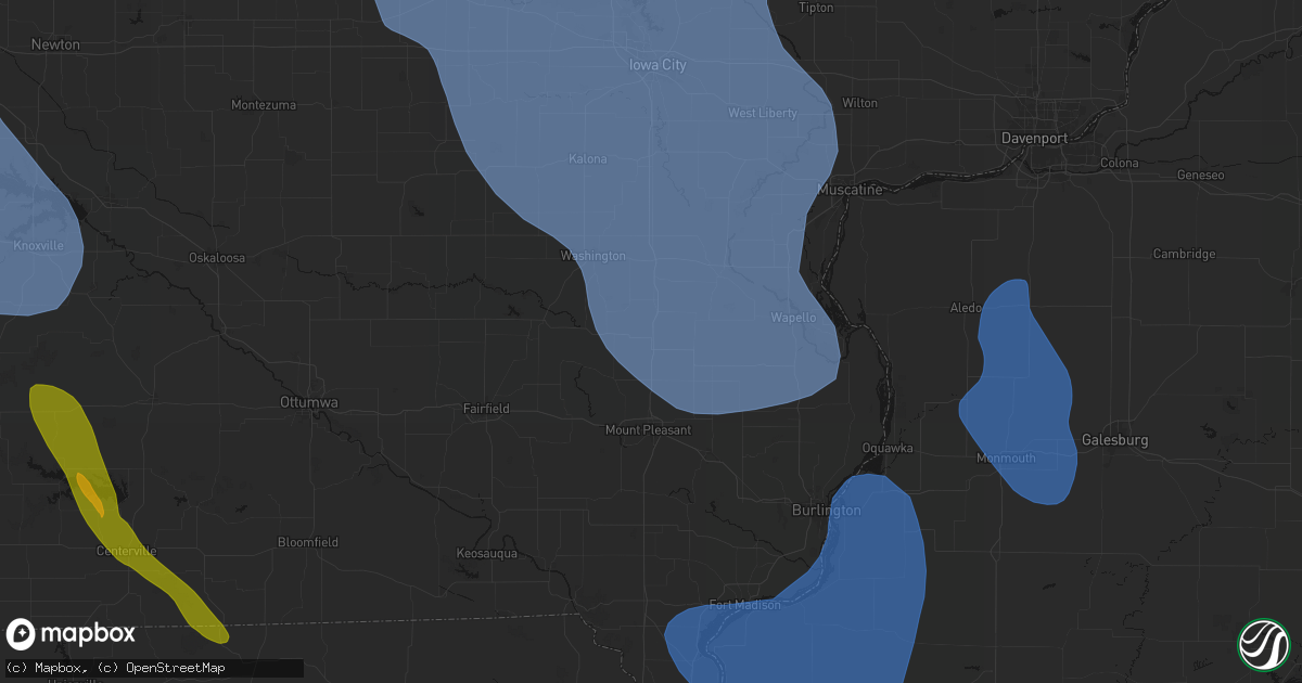 Hail map in Olds, IA on July 20, 2026