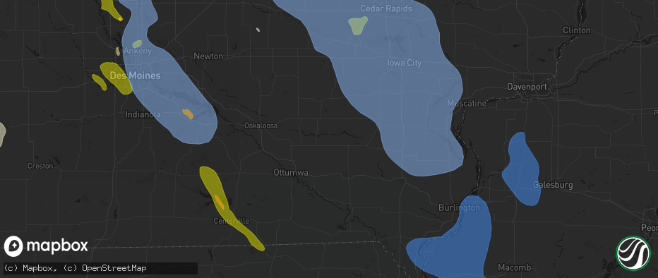 Hail map in Ollie, IA on July 20, 2026