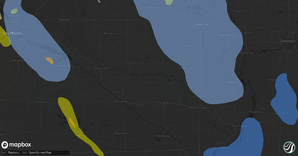 Hail map in Ollie, IA on July 20, 2026