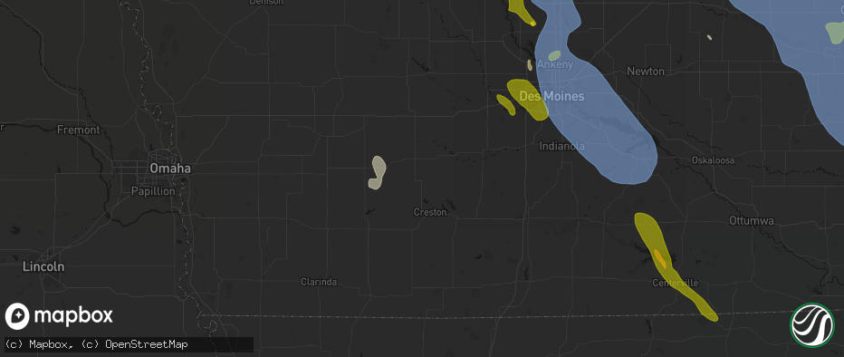 Hail map in Orient, IA on July 20, 2026