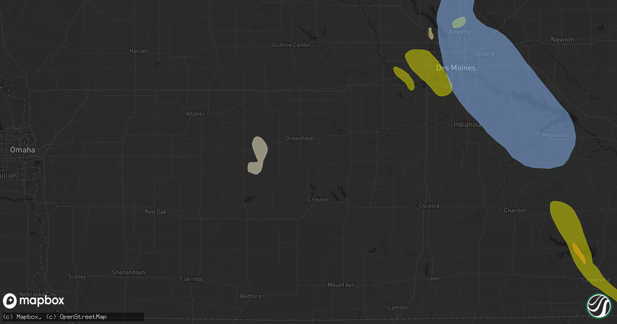 Hail map in Orient, IA on July 20, 2026