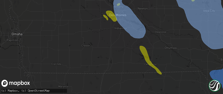 Hail map in Osceola, IA on July 20, 2026