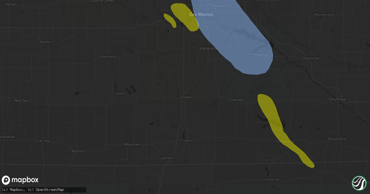 Hail map in Osceola, IA on July 20, 2026