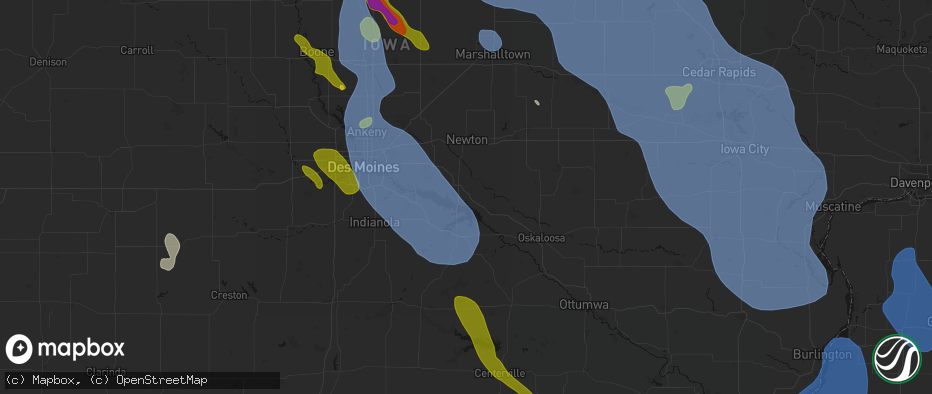 Hail map in Otley, IA on July 20, 2026