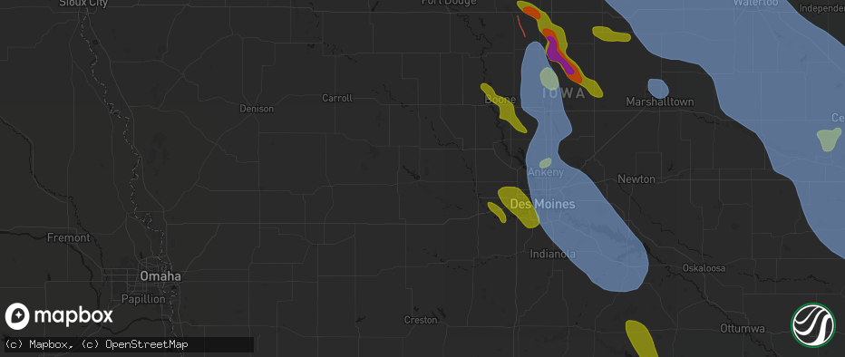 Hail map in Panora, IA on July 20, 2026