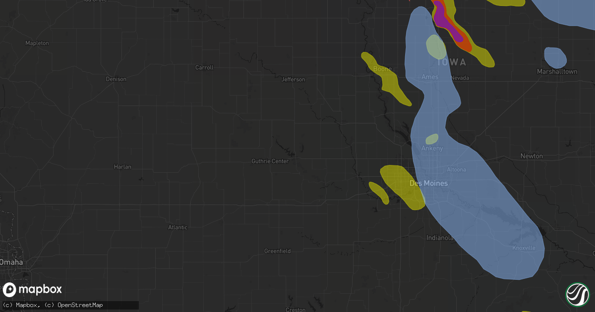 Hail map in Panora, IA on July 20, 2026