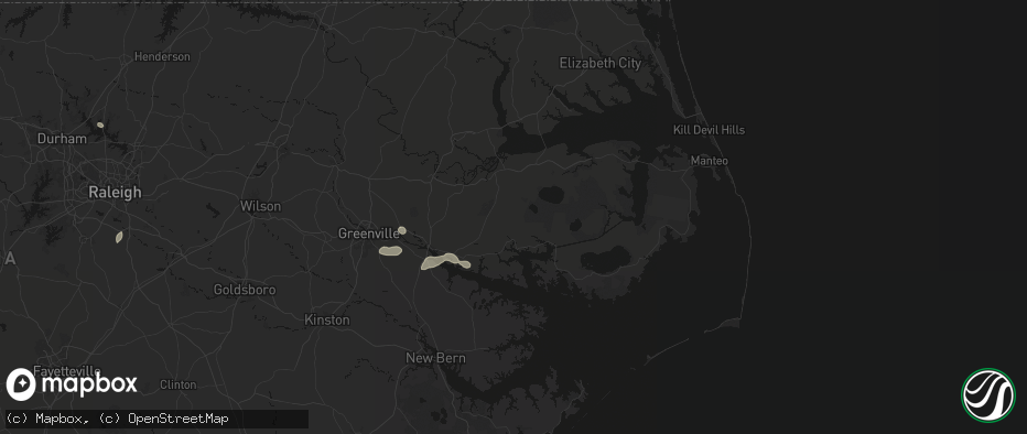 Hail map in Pantego, NC on July 20, 2026