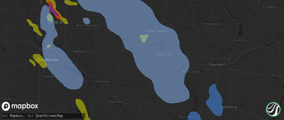 Hail map in Parnell, IA on July 20, 2026
