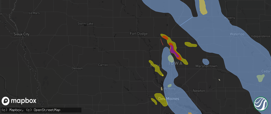 Hail map in Paton, IA on July 20, 2026