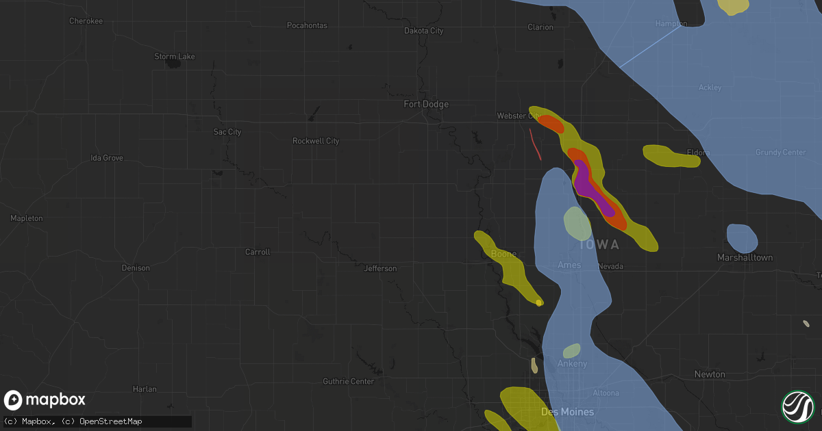 Hail map in Paton, IA on July 20, 2026