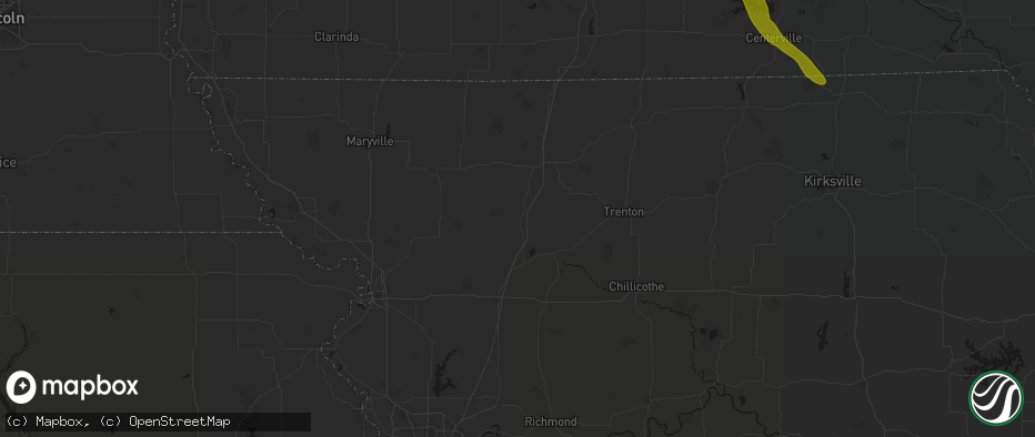 Hail map in Pattonsburg, MO on July 20, 2026