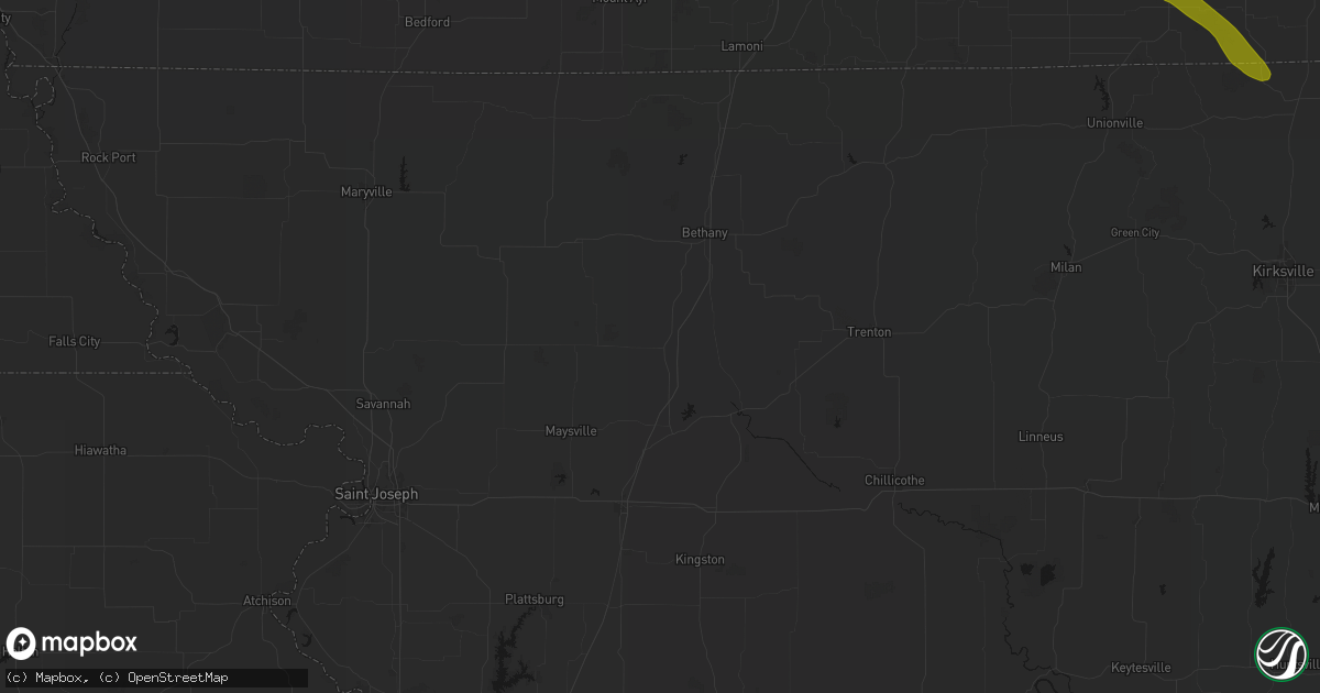 Hail map in Pattonsburg, MO on July 20, 2026