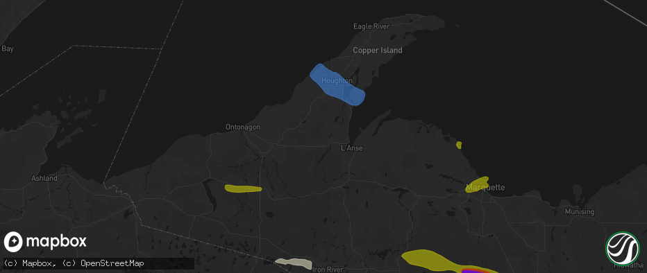 Hail map in Pelkie, MI on July 20, 2026
