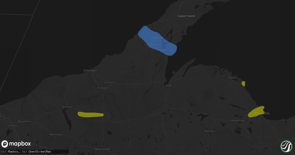 Hail map in Pelkie, MI on July 20, 2026