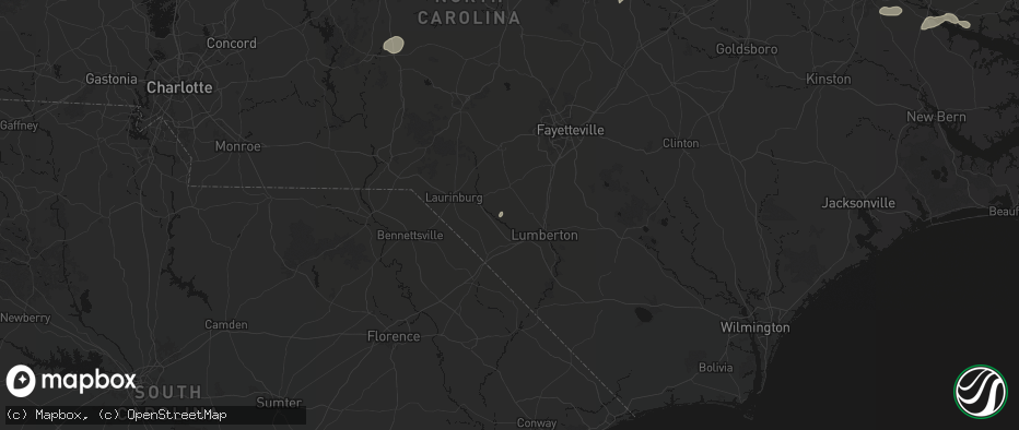 Hail map in Pembroke, NC on July 20, 2026