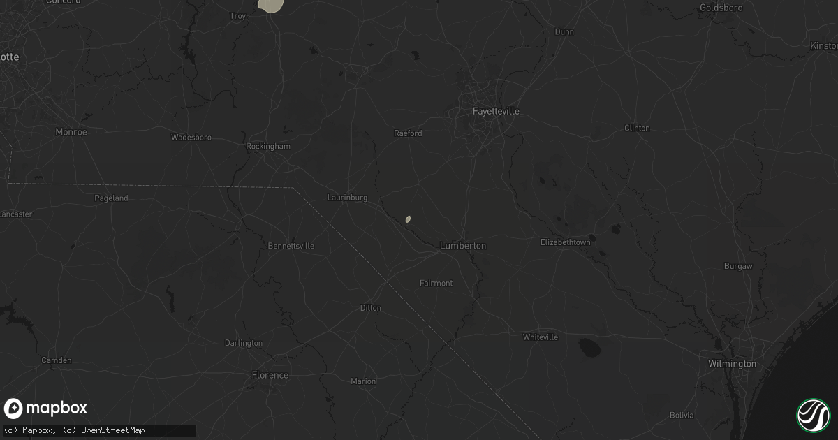 Hail map in Pembroke, NC on July 20, 2026