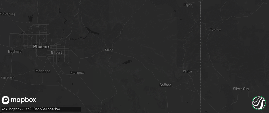 Hail map in Peridot, AZ on July 20, 2026