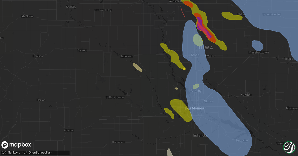 Hail map in Perry, IA on July 20, 2026