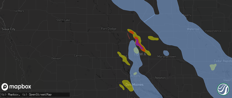 Hail map in Pilot Mound, IA on July 20, 2026
